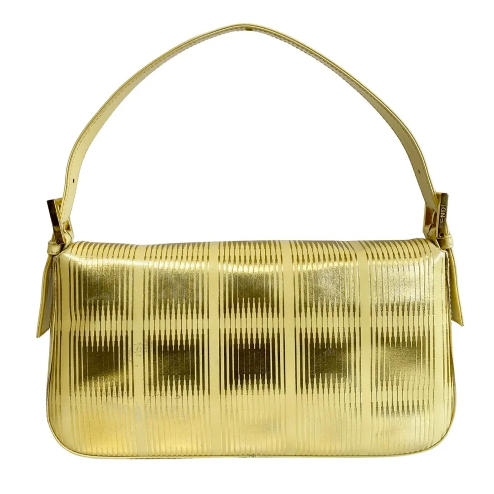 Auth RARE Fendi Metallic Gold Baguette LIMITED EDITION vintage Shoulder Bag - Picture 5 of 10